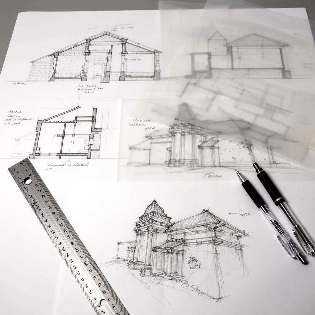 Concept sketches for a reconstruction