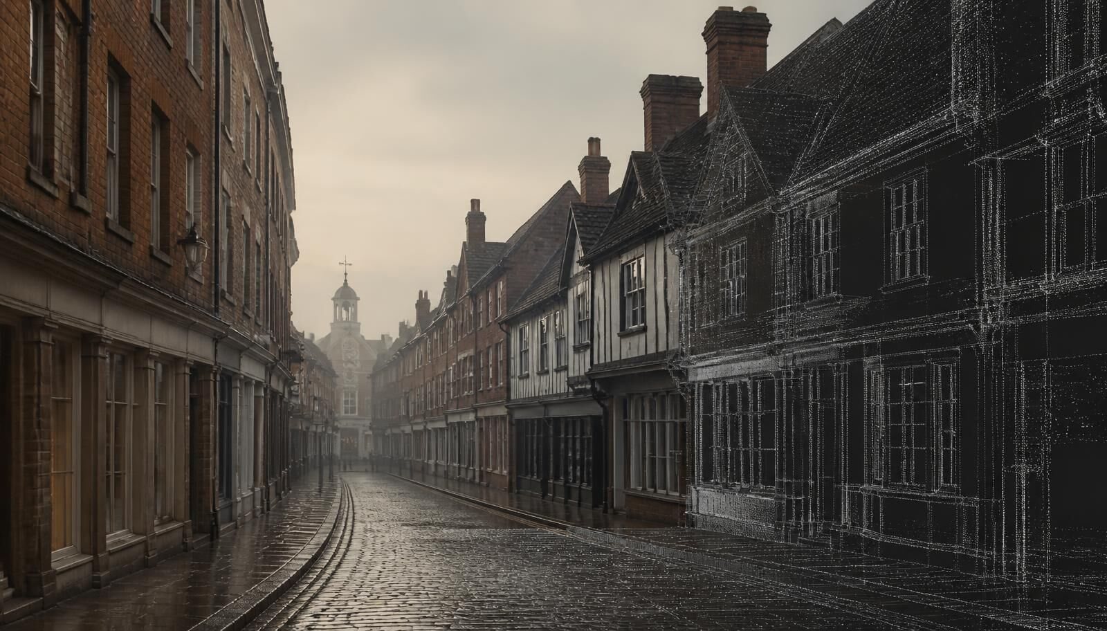 Farnham street scene with a scan overlay