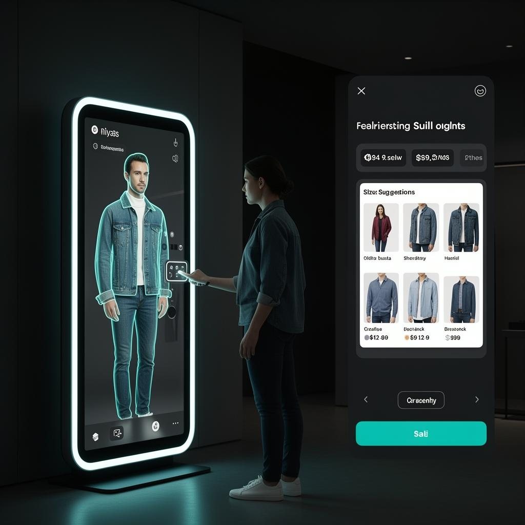 Virtual garment overlay on the try-on mirror