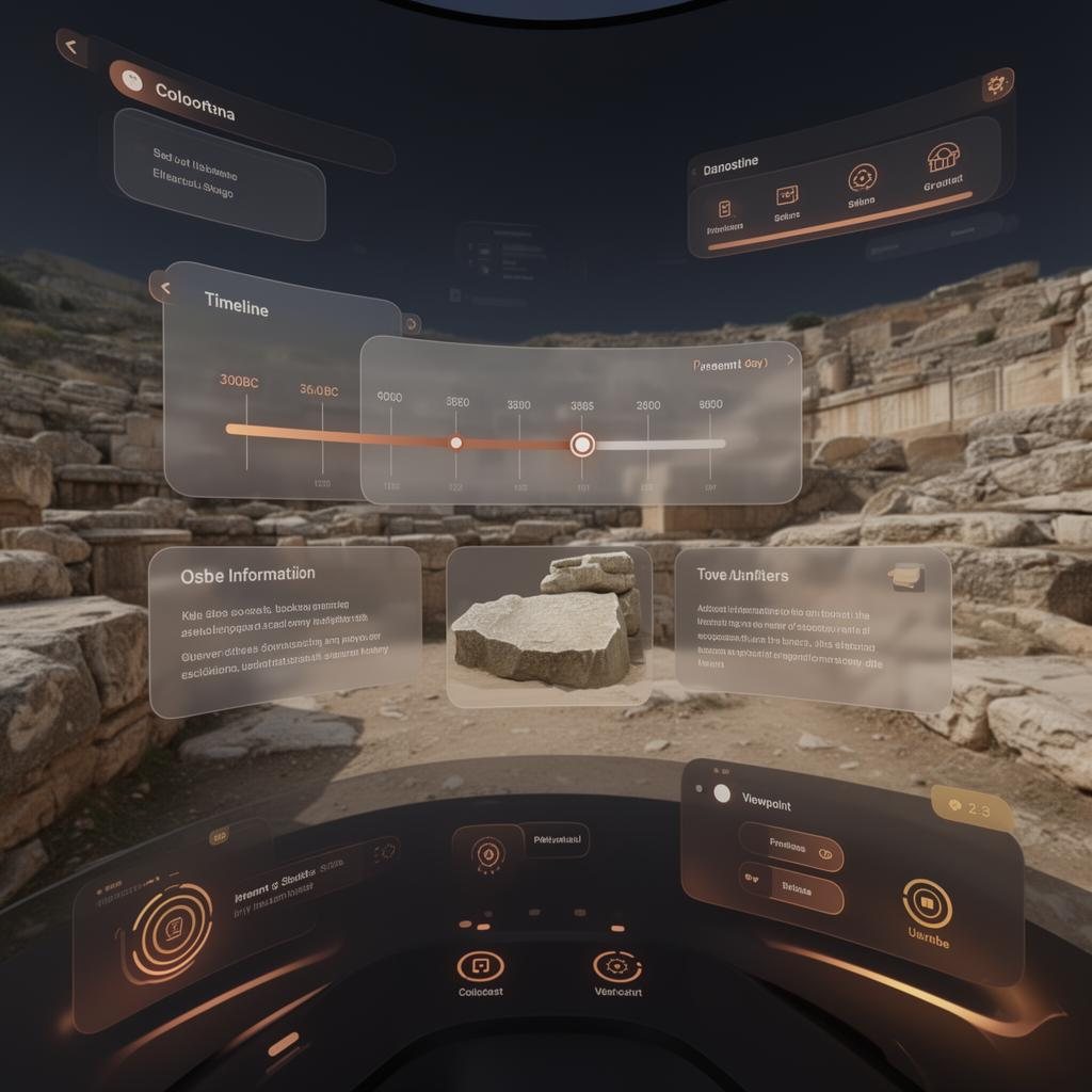 Spatial information panels inside the Stonehenge VR scene